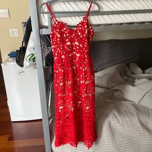 Red Red Red Lace MIDI dress